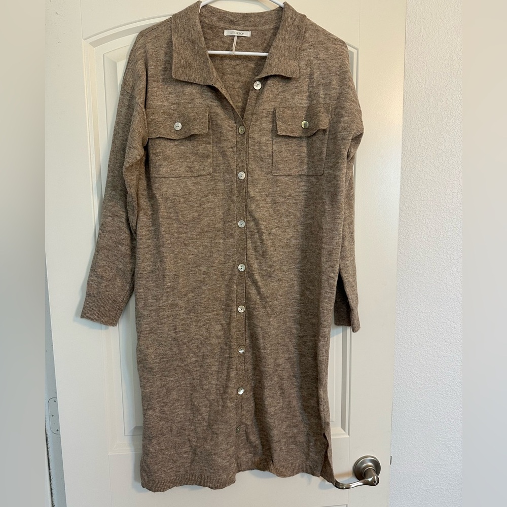 Brown Midi Shirt Dress